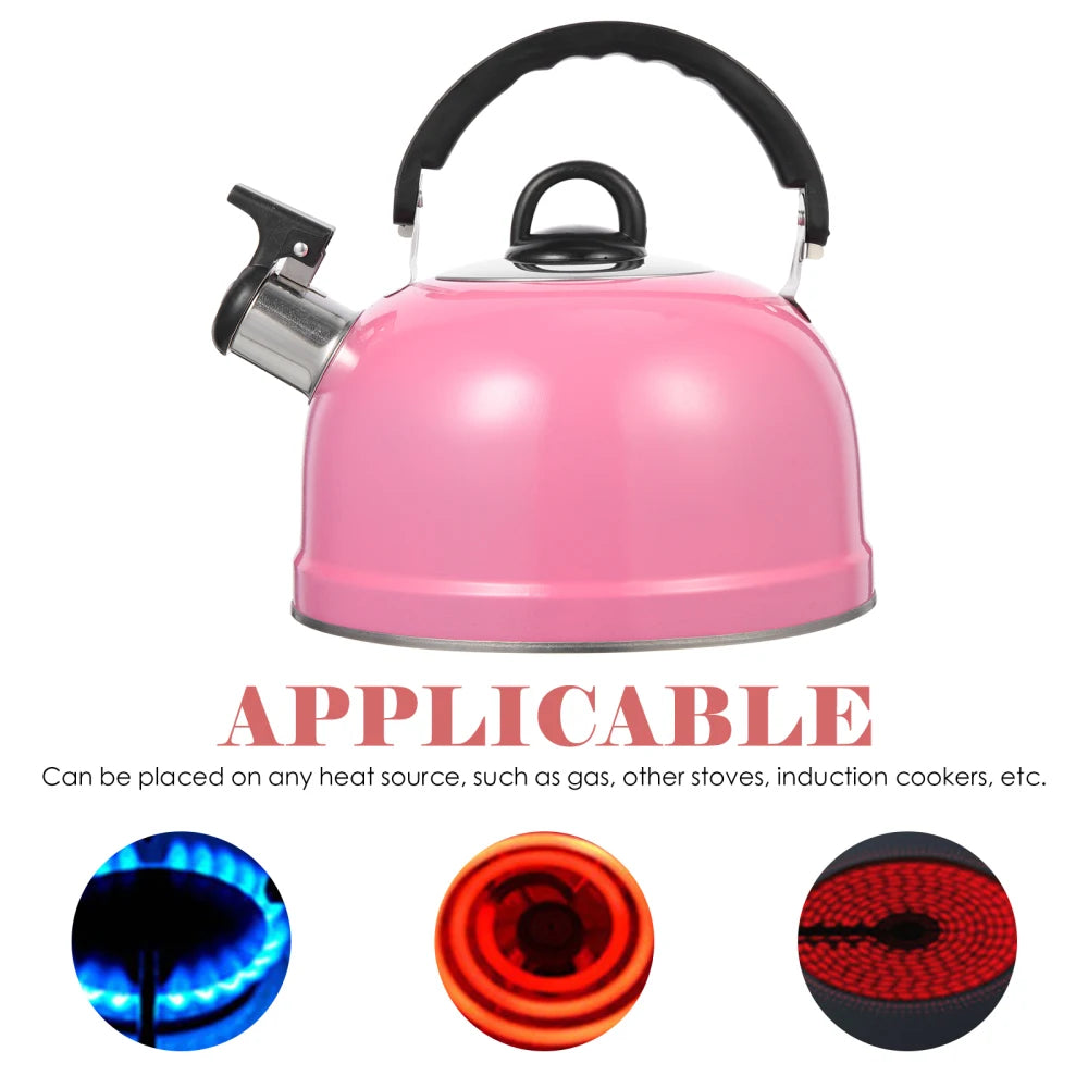 Stainless Steel Stove Top Kettles Hot Pot Practical Whistling Tea Handle Pot Boiling Water Gas Stove Heating for Travel camping