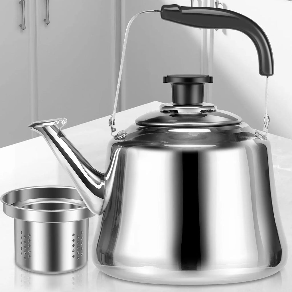 Stainless steel 2L teapot stove sturdy and durable with dust cover whistling teapot easy to clean with Ergonomic Handle