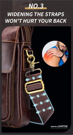 Men's Leather Shoulder Bag, Retro Business Crossbody Bag, Large Capacity Fashion Casual Youth Student Handbag