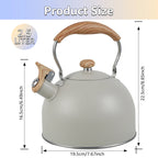 Whistling Kettle with Ergonomic Handle 2L Stove Top Kettle Stainless Steel Stove Top Tea Kettle Rapid Boiling Stove Top Tea Pots