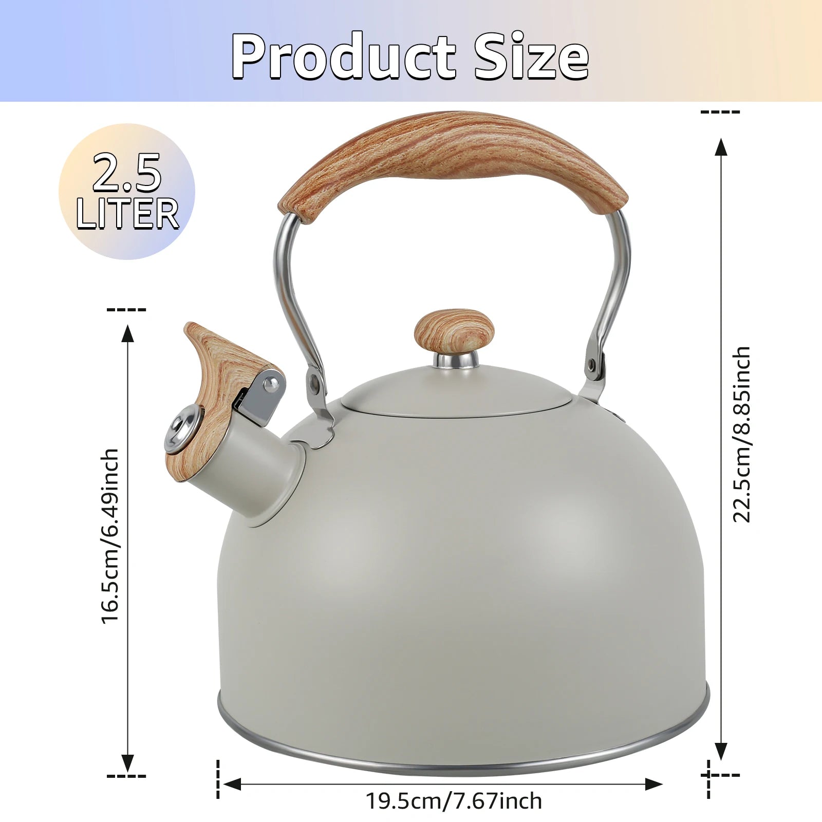 Whistling Kettle with Ergonomic Handle 2L Stove Top Kettle Stainless Steel Stove Top Tea Kettle Rapid Boiling Stove Top Tea Pots