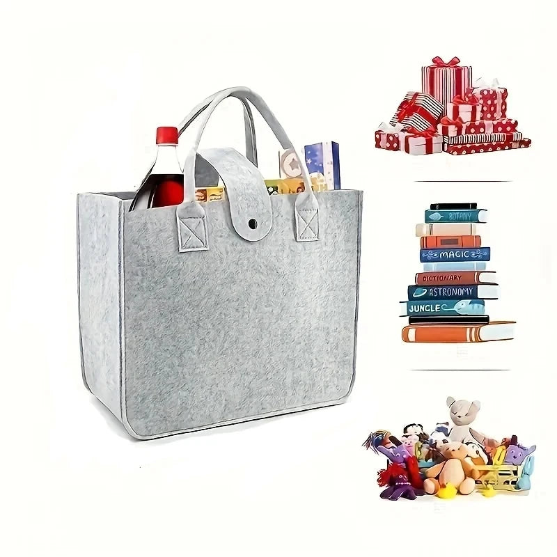 Tote Bag Women Shopping Bag Felt Foldable Grocery Basket  Storage Organizer Utility Tote Handbag for Picnic Beach Pool Travel