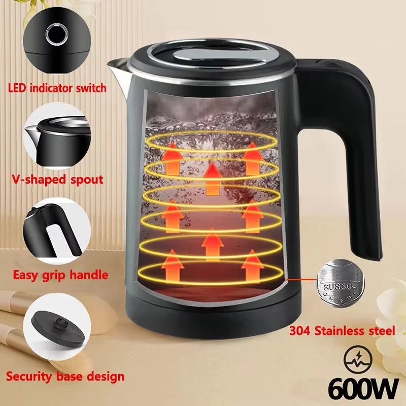 Electric kettle Tea and Coffee 500ML Stainless Steel Portable Water Boiler Family Travel kitchen Smart kettle Electric Teapot