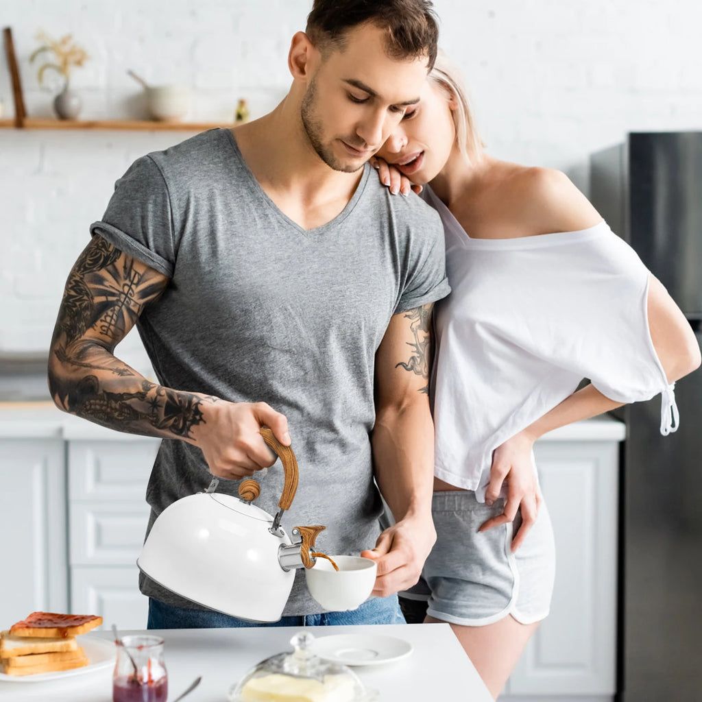 3/2L Tea Kettle with Anti-scald Handle Rustproof Whistling Tea Kettle Food Grade Stainless Steel Stove Top Tea Kettle