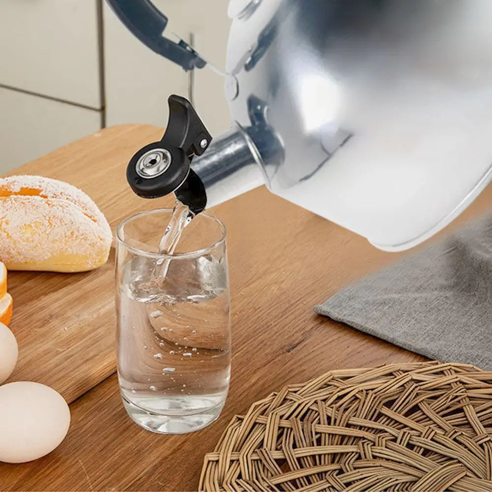 3L Stainless Steel for Hiking Cooking Ergonomic Handle Whistling Kettle Teakettle Stove Gas Water Kettle Teapot for Trips