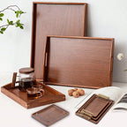 Wooden Serving Tray with Handles Bamboo Tea Tray Food Tray for Breakfast Coffee Dessert Snack Platter Home Coffee Table