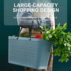 Portable Picnic Tote Shopping Bag Large Capacity  Bag, Large Plastic Utility Basket,Washable Beach Travel Handbag Storage Bags