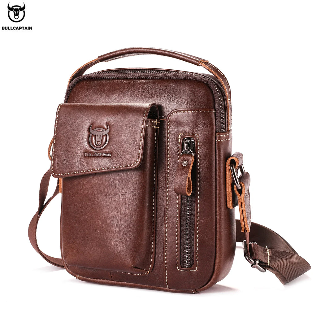 Casual Fashion Men's Messenger Bag's Business Portable Handbag Man Leather Shoulder Bag Mobile 6.5'' Phone Bags