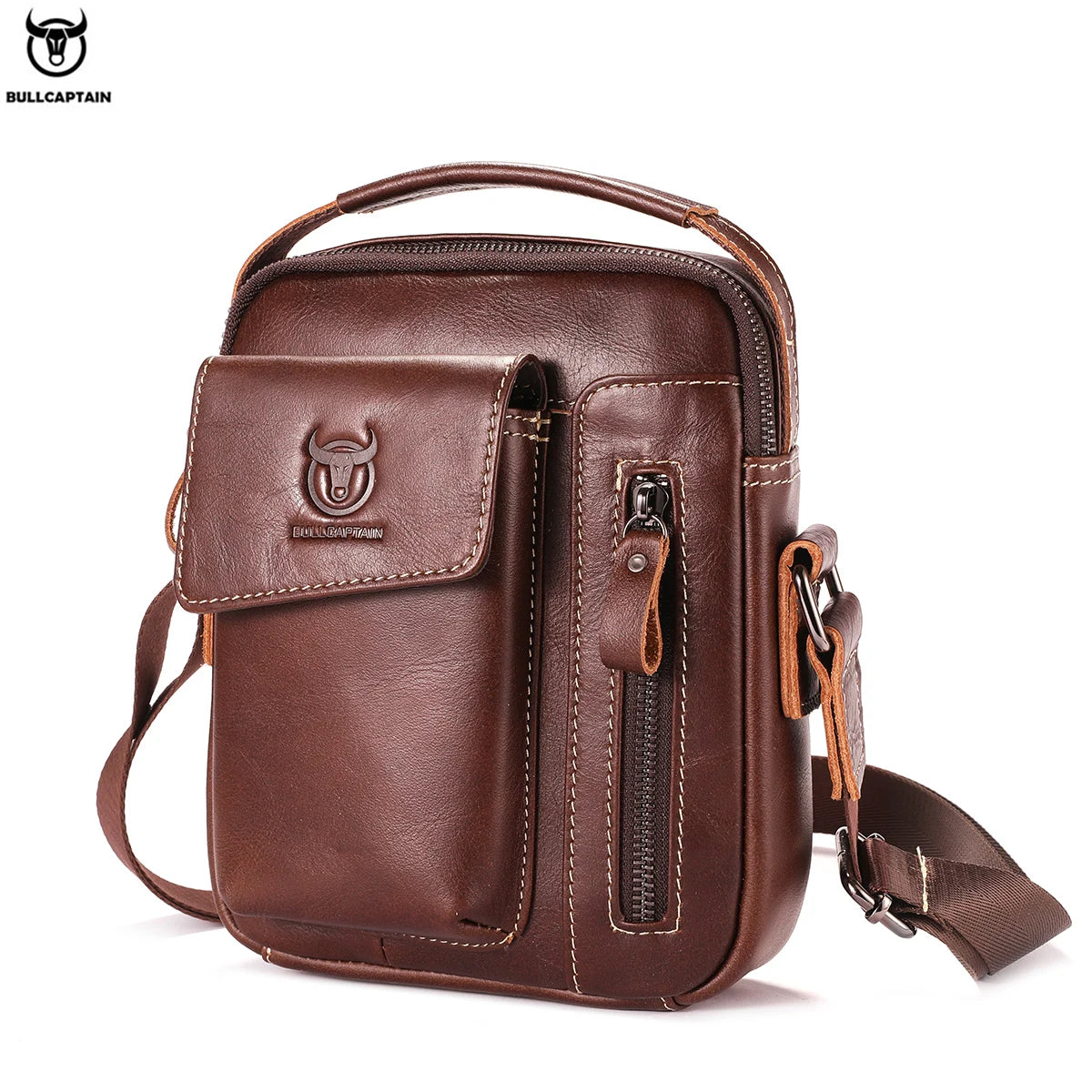 Casual Fashion Men's Messenger Bag's Business Portable Handbag Man Leather Shoulder Bag Mobile 6.5'' Phone Bags