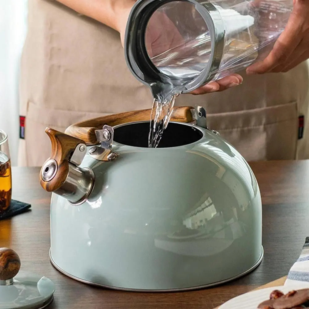 3L Gas operated Whistling kettle Easy to clean Camping equipment Stainless steel material Kitchen tea pot Heat-resistant handle