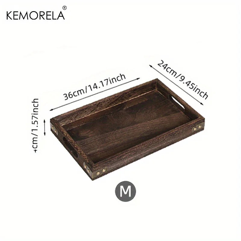 Wooden Rectangular Tea Tray Wooden Tray Wooden Hotel Dinner Tray Suitable for Dinner Dessert Bathroom Supplies Kitchen Storage