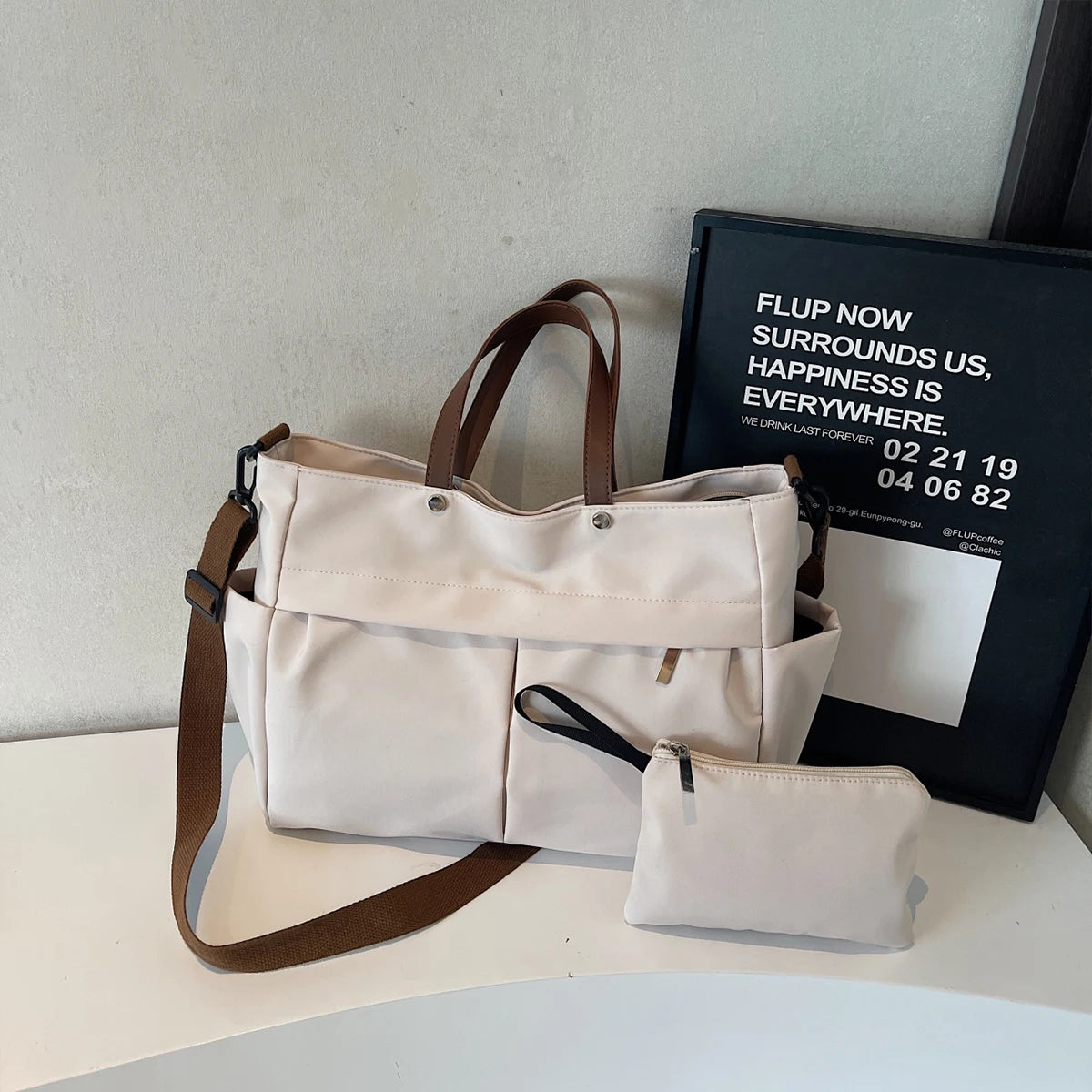 Super Popular Tote Bag for Women Large Capacity 2025 New Computer Mom Commuter Bag Nylon Canvas Bag for Students to Go in Class, Shopping and Mountaineering