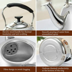 Stainless Steel Whistling Teakettle Fast Heating Base Large Capacity Water Kettles Thickened Gas Stove Induction Cooker