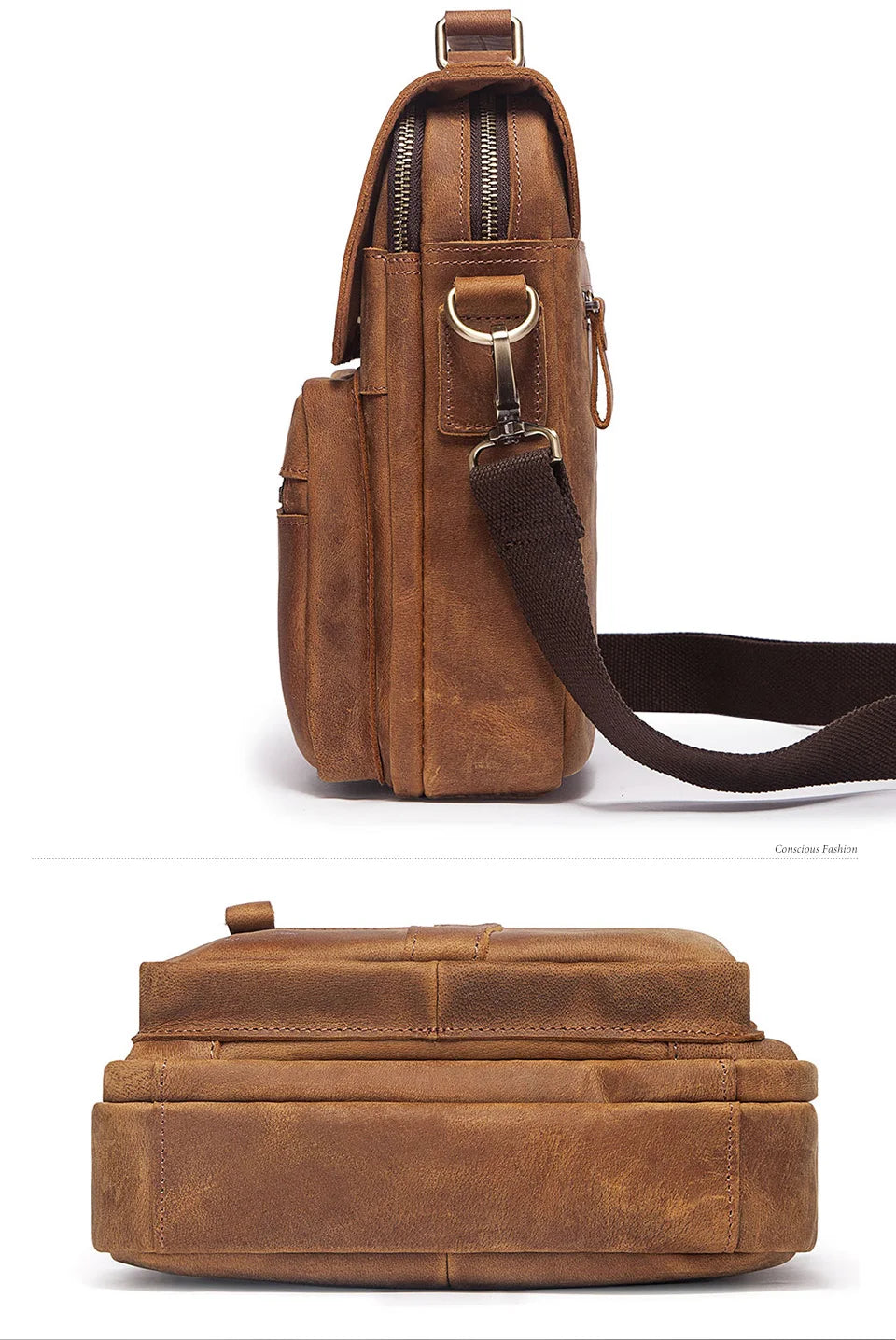 Genuine Leather Men's Shoulder Bag Luxury Work Business Messenger Bags Fashion Male Crossbody with Adjustable Straps