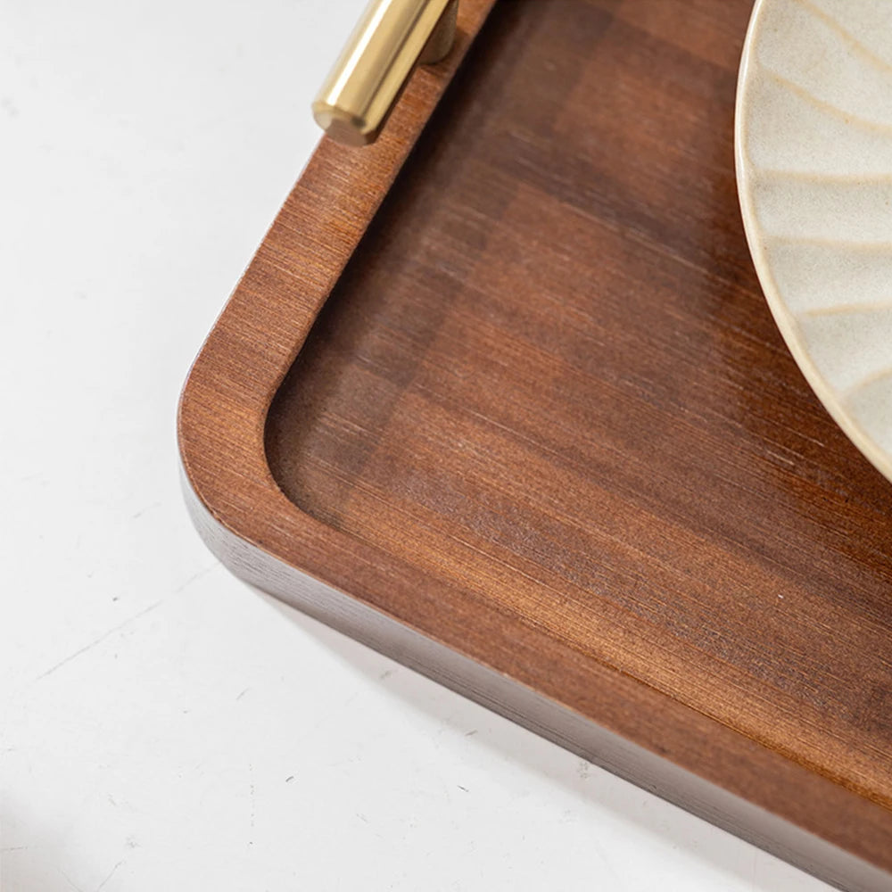Wooden Serving Tray with Handles Bamboo Tea Tray Food Tray for Breakfast Coffee Dessert Snack Platter Home Coffee Table