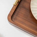 Wooden Serving Tray with Handles Bamboo Tea Tray Food Tray for Breakfast Coffee Dessert Snack Platter Home Coffee Table