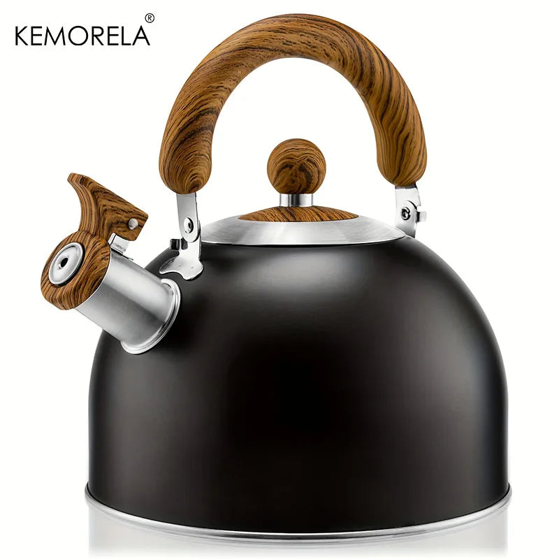 1PCS 2.5L Stainless Steel Whistle Kettle With Heat-Resistant Handle Thickened Outdoor Camping Kettle for Gas & Induction Cooker