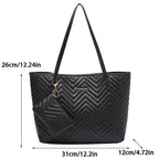 Women's Bag Fashion Large Capacity Tote Bag Wavy Grain Daily Commute Handbag two-piece