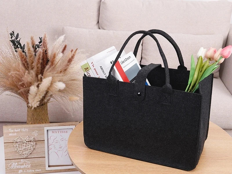 Tote Bag Women Shopping Bag Felt Foldable Grocery Basket  Storage Organizer Utility Tote Handbag for Picnic Beach Pool Travel