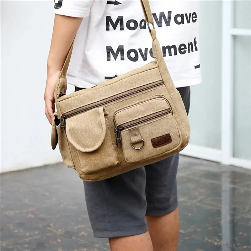 Men Canvas Shoulder Bags Casual Tote Travel Men's Crossbody Bag Luxury Messenger Bags Fashion High Quality Handbag