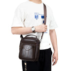 Men's crossbody bag, fashionable leather bag, trendy retro men's top layer cowhide shoulder bag