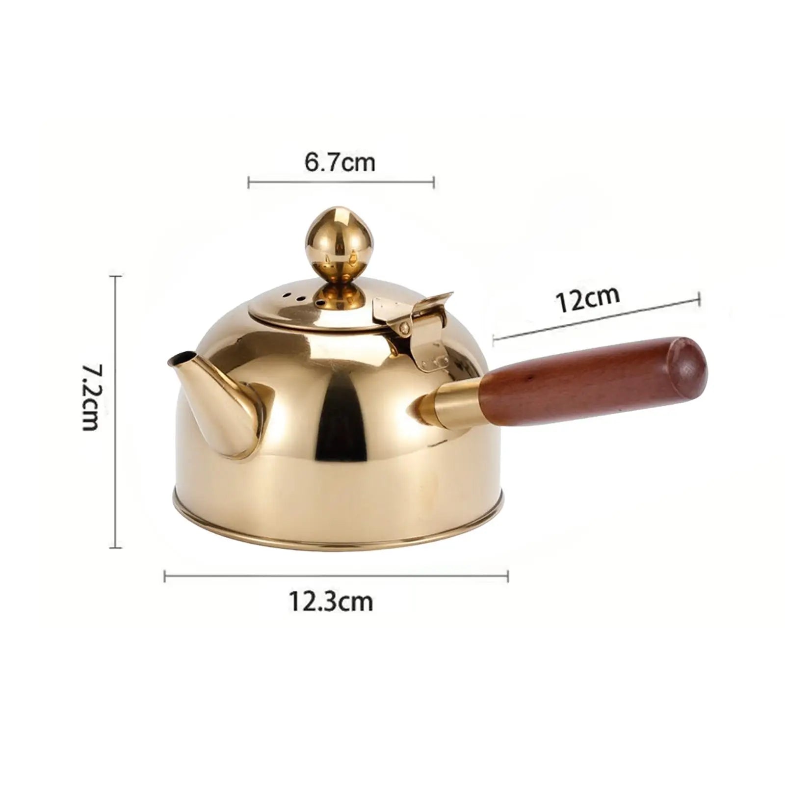 Portable Tea Kettle with Wood Handle Teapots Pot Jug Large Capacity Flat Bottom for Picnic Household Restaurant Kitchen Stovetop