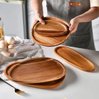 Solid Wood Dinner Plates Irregular Oval Serving Tray Fruit Dishes Dry Fruit Sushi Tea Tray Bread Wooden Plate Home Decoration