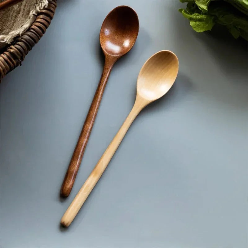 1/2pcs Wooden Spoon Kitchen Cooking Utensil Tools Soup Tea Spoon Tableware Catering Cooking Tool Coffee Soup Honey Spoon