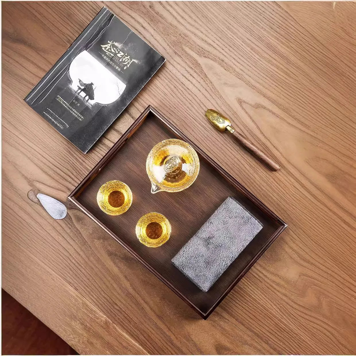 Wooden Food Tray Solid Wood Serving Tray With Handle Rectangular Wooden Dinner Bread Fruit Food Plate