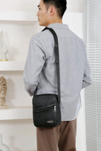 Men‘s PU Shoulder Bag Messenger Bag Casual Waterproof Nylon Zipper Pocket Handbag Fashion Tote Travel Male Crossbody Bags