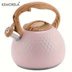 3L Stainless Steel Heat-Resistant Hammer Pattern Whistle Sound Kettle Wooden handle Boiling Kitchenware Gas Induction