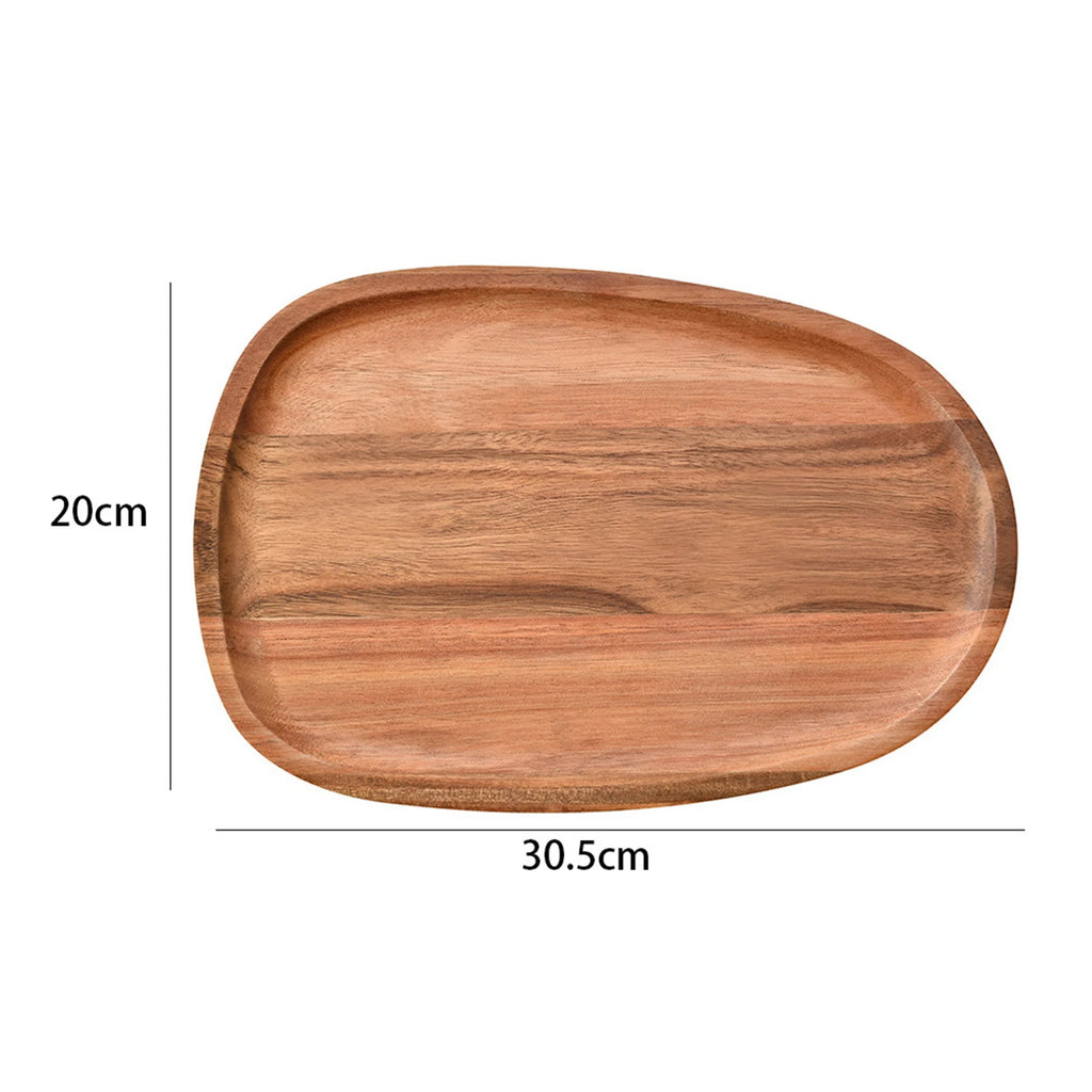 Solid Wood Dinner Plates Irregular Oval Serving Tray Fruit Dishes Dry Fruit Sushi Tea Tray Bread Wooden Plate Home Decoration