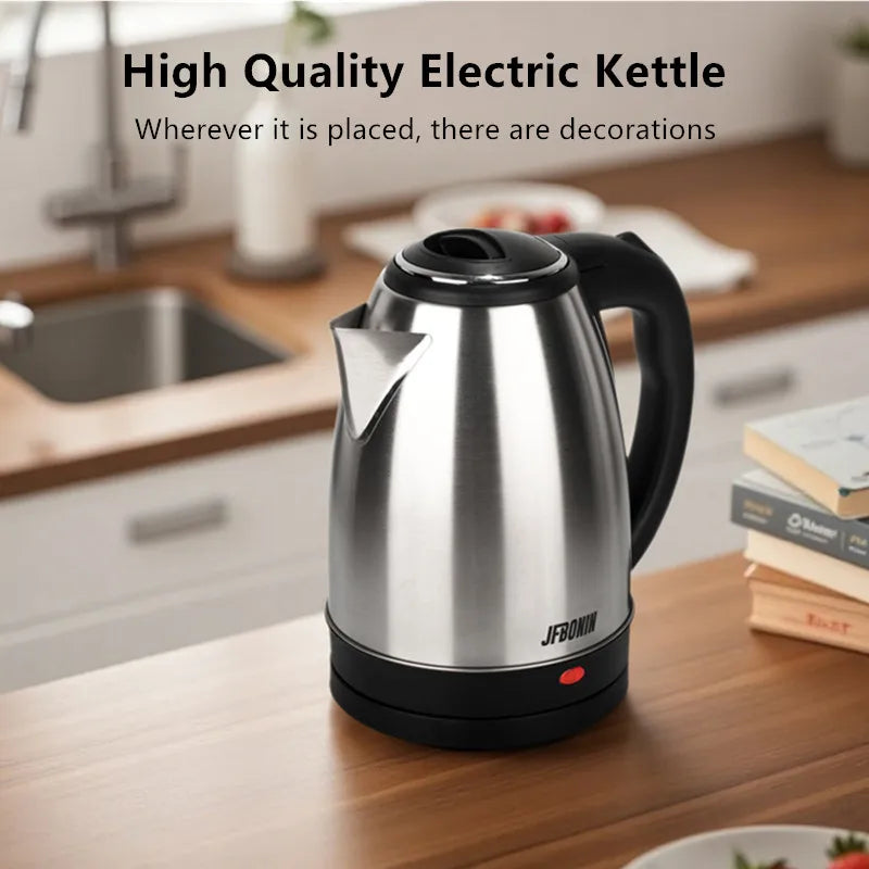 Stainless Steel Electric Kettle 1.8L 220V Silver Black Base Separation Desion Rust-resistant Durable for Home During Travel
