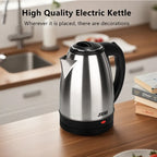 Stainless Steel Electric Kettle 1.8L 220V Silver Black Base Separation Desion Rust-resistant Durable for Home During Travel