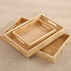 Wooden tray Bamboo tray 1PC Tea tray tableware holder Fruit bread dessert tea food tray with handle rectangle