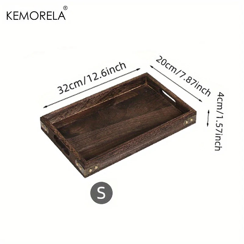 Wooden Rectangular Tea Tray Wooden Tray Wooden Hotel Dinner Tray Suitable for Dinner Dessert Bathroom Supplies Kitchen Storage