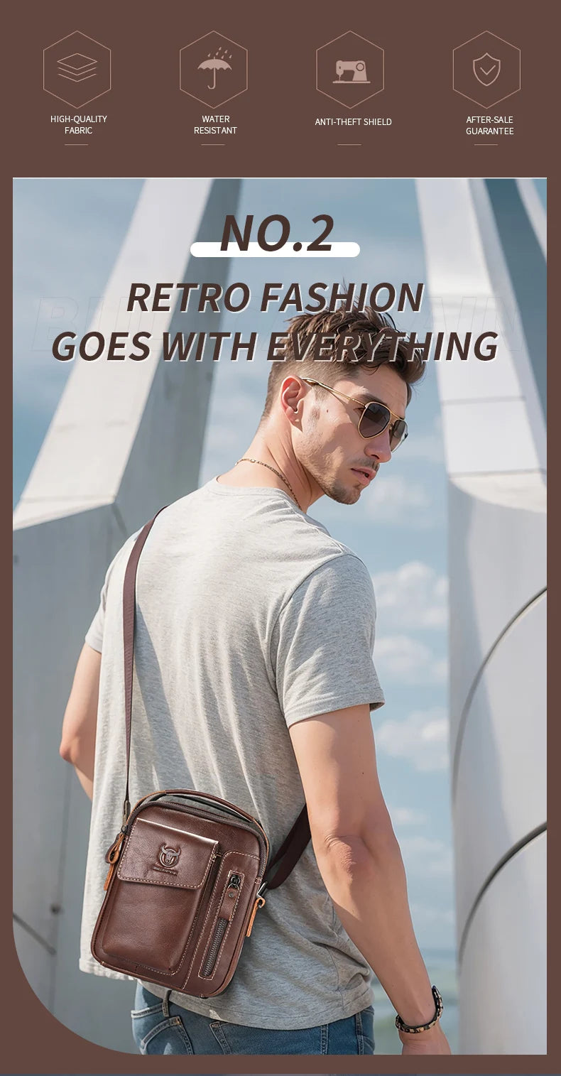 Casual Fashion Men's Messenger Bag's Business Portable Handbag Man Leather Shoulder Bag Mobile 6.5'' Phone Bags