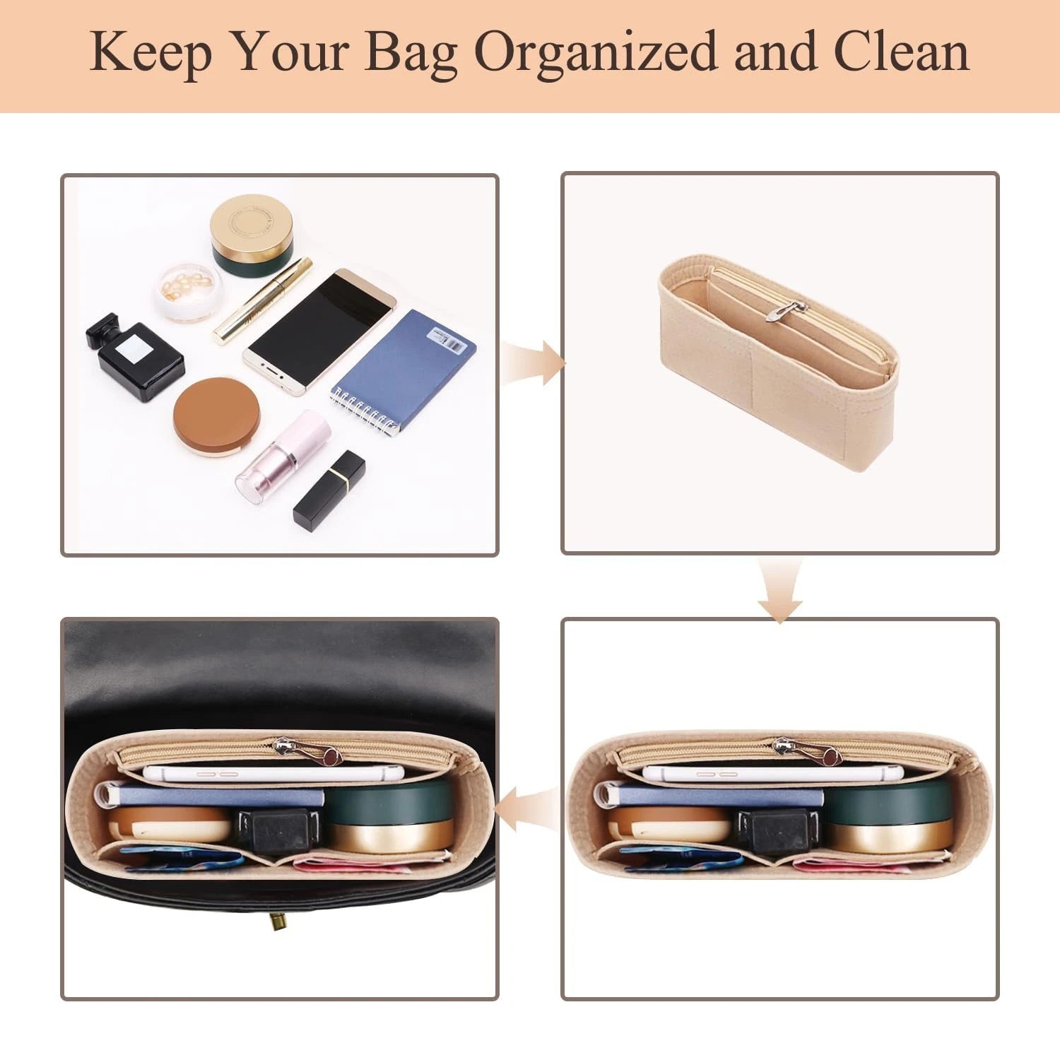 Bag Organizer for Longchamp Small Tote Bag Timid Bag Storage & Finishing Inner Bag Liner Handbags Insert Organizer fit Mini Size