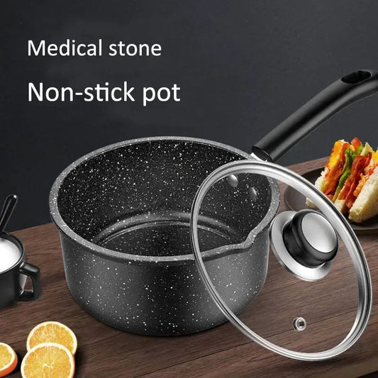 Soup Pot Thermal Cooker Non-stick Cookware for Kitchen Milk Noodles Pots Coating Saucepan with Cover Single Handle Pan Home