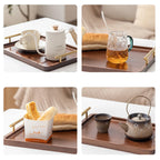 Wooden Serving Tray with Handles Bamboo Tea Tray Food Tray for Breakfast Coffee Dessert Snack Platter Home Coffee Table