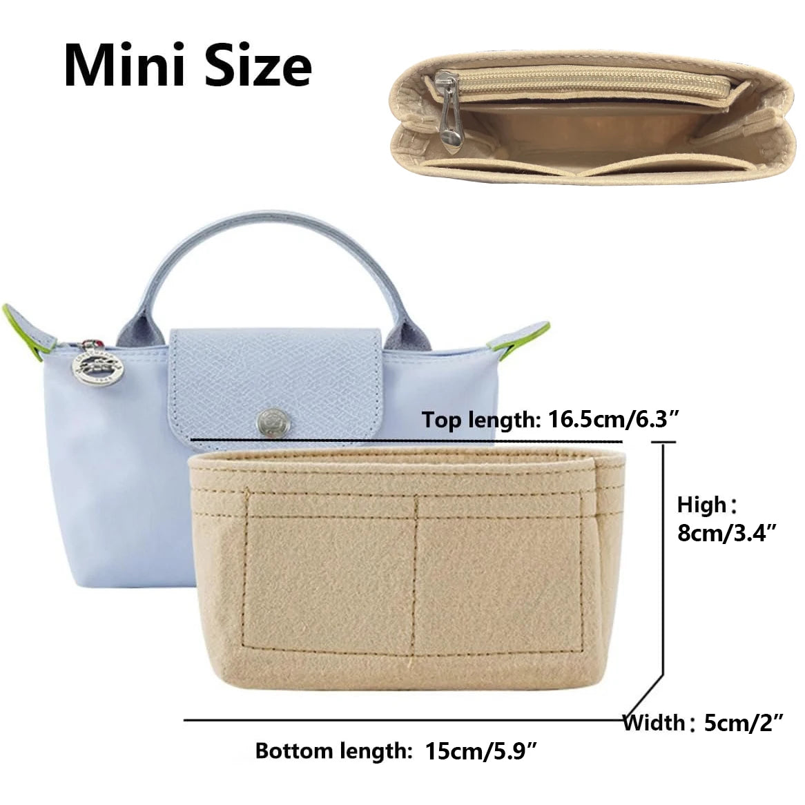 Bag Organizer for Longchamp Small Tote Bag Timid Bag Storage & Finishing Inner Bag Liner Handbags Insert Organizer fit Mini Size