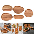 Solid Wood Dinner Plates Irregular Oval Serving Tray Fruit Dishes Dry Fruit Sushi Tea Tray Bread Wooden Plate Home Decoration