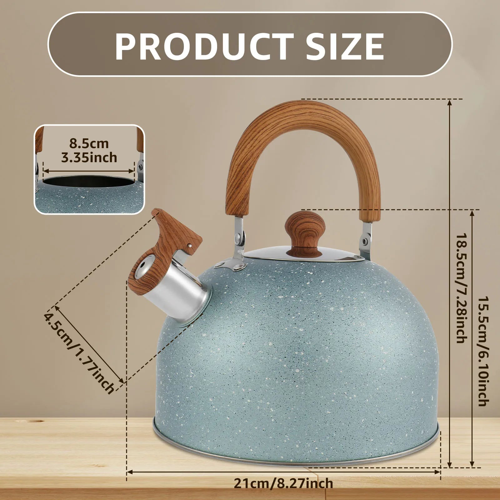 Whistling Kettle with Ergonomic Handle 2L Stove Top Kettle Stainless Steel Stove Top Tea Kettle Rapid Boiling Stove Top Tea Pots