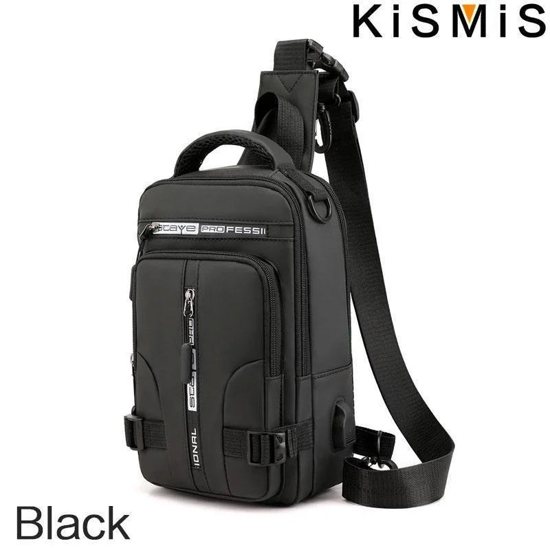 Men's Multifunction  Messenger Bag Shoulder Cloth Chest Bags Crossbody Casual Man USB Charging Handbag