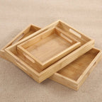 Wooden tray Bamboo tray 1PC Tea tray tableware holder Fruit bread dessert tea food tray with handle rectangle
