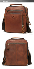 Men's Cowhide Shoulder Bag Casual Crossbody Bags Full Grain Leather Multifunctional Ipad Messenger Handbag Quality