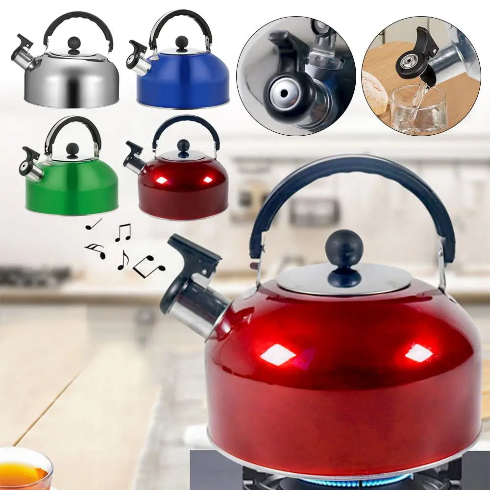 3L Stainless Steel for Hiking Cooking Ergonomic Handle Whistling Kettle Teakettle Stove Gas Water Kettle Teapot for Trips