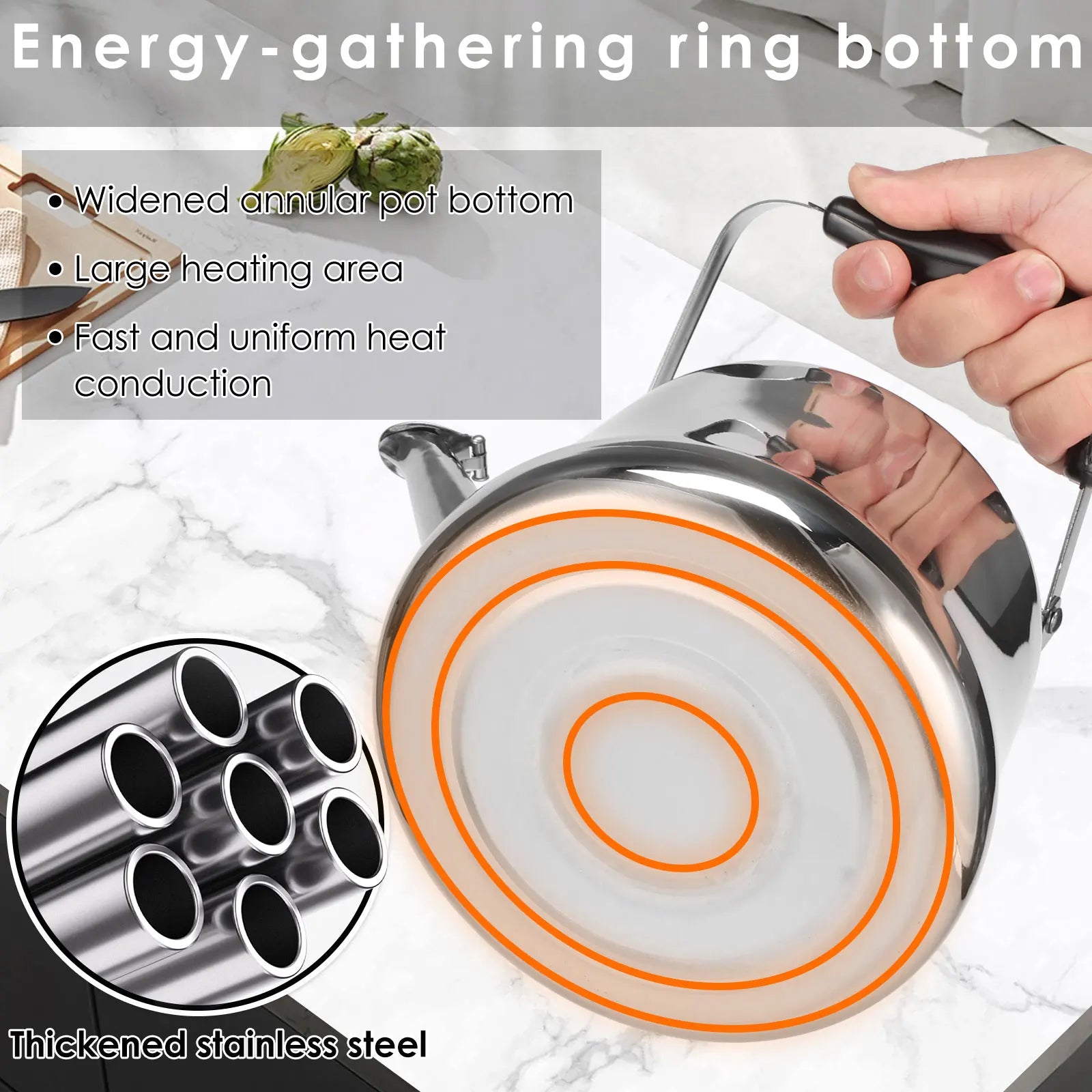 Stainless steel 2L teapot stove sturdy and durable with dust cover whistling teapot easy to clean with Ergonomic Handle