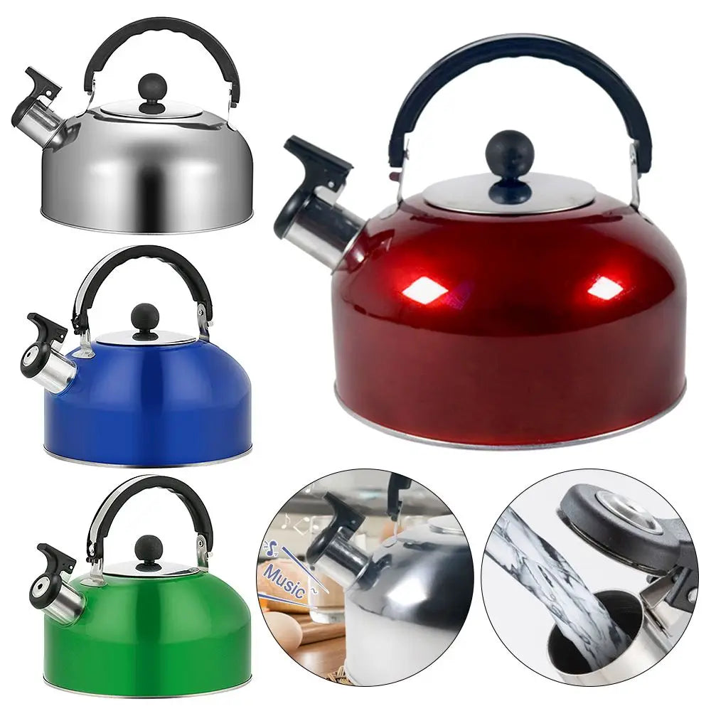 3L Stainless Steel for Hiking Cooking Ergonomic Handle Whistling Kettle Teakettle Stove Gas Water Kettle Teapot for Trips