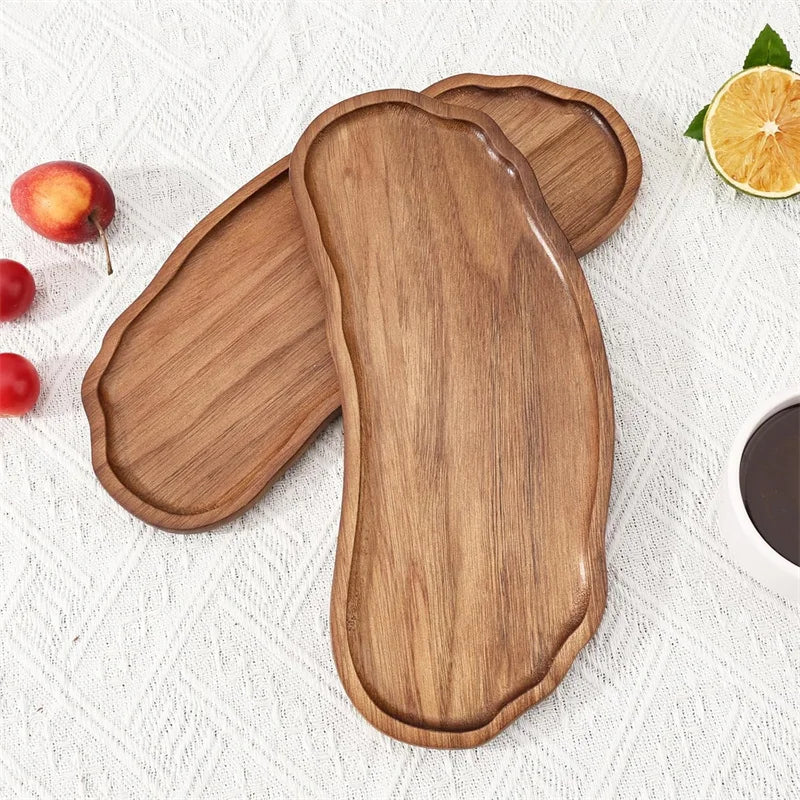 Wooden Tea Coffee Tray Fruit Dessert Candy Plate Japanese Style Bread Snack Food Dish Tray Decorative Tableware for Home Kitchen